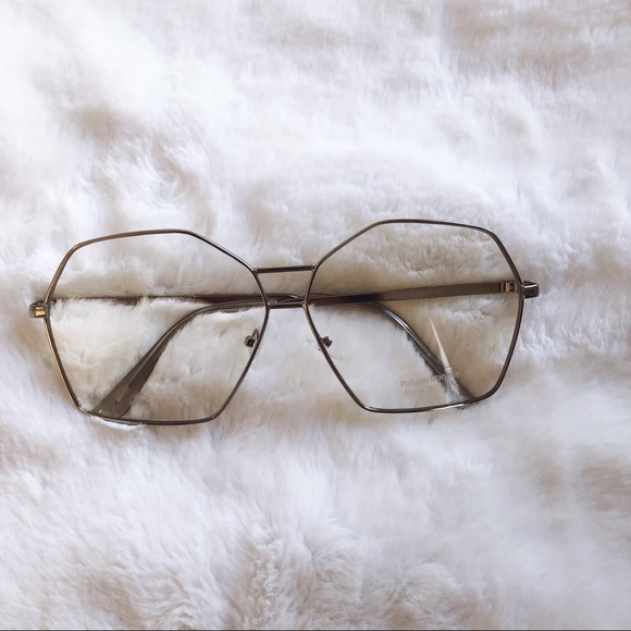 [SB] Peyton Silver Hexagon Clear Sunglasses - Picture 2 of 12